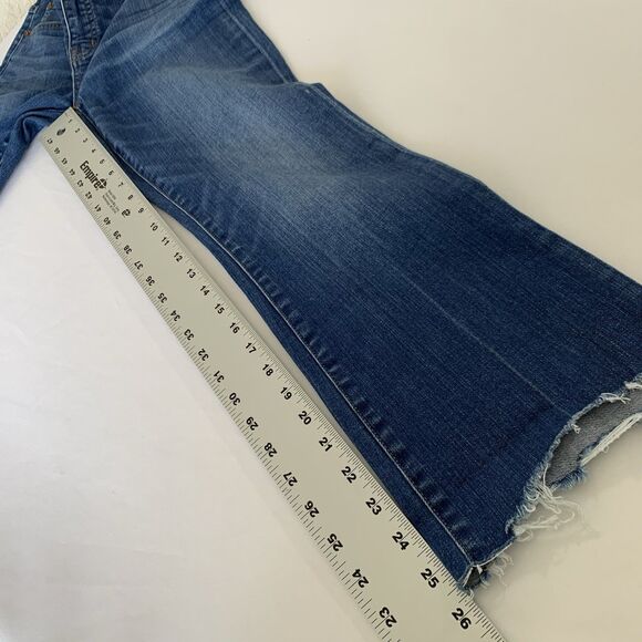 Madewell Jeans Cali Demi-Boot 26 Destructed-Hem Crop Flare Distressed Boho - Picture 11 of 13